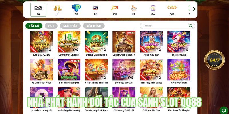 Nhà phát hành đối tác của sảnh slot game QQ88