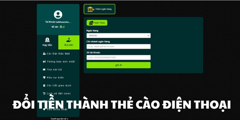 Đổi tiền thành thẻ cào điện thoại